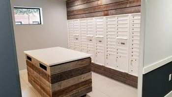 A room with a bunch of lockers in it